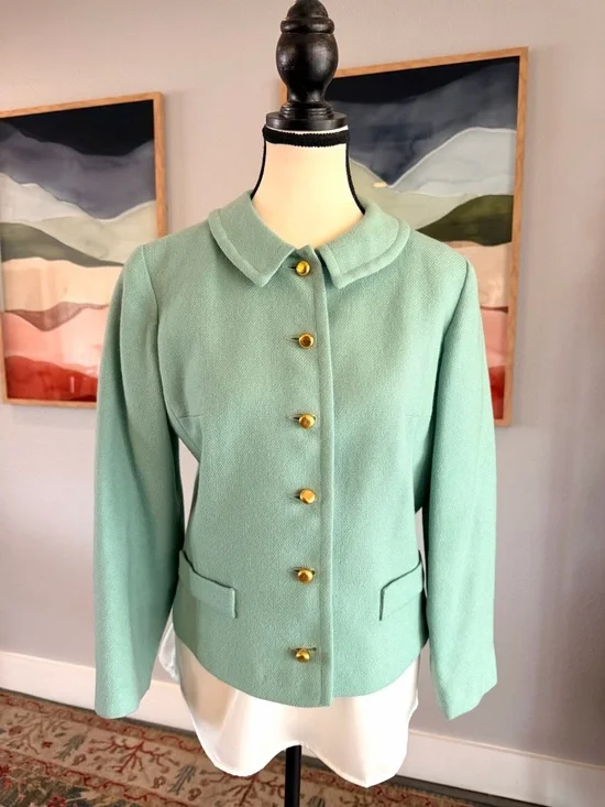 Vintage Majestic -Green Women's Blazer with Gold Buttons - Picture 1 of 7
